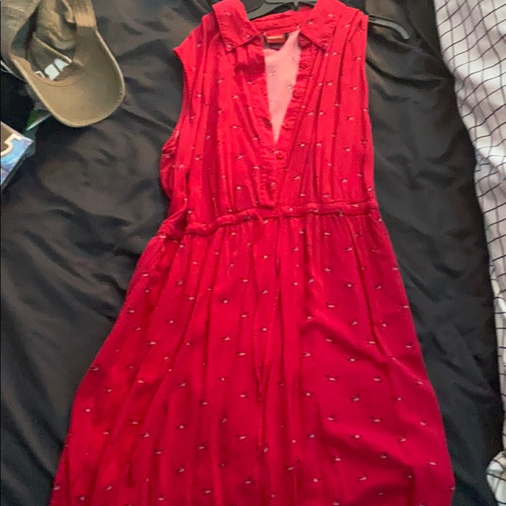 Pink dress with birds